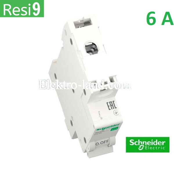 Автоматический выключатель 1Р 6А, C, 6кА, Schneider Electric RESI9 (R9F12106)
